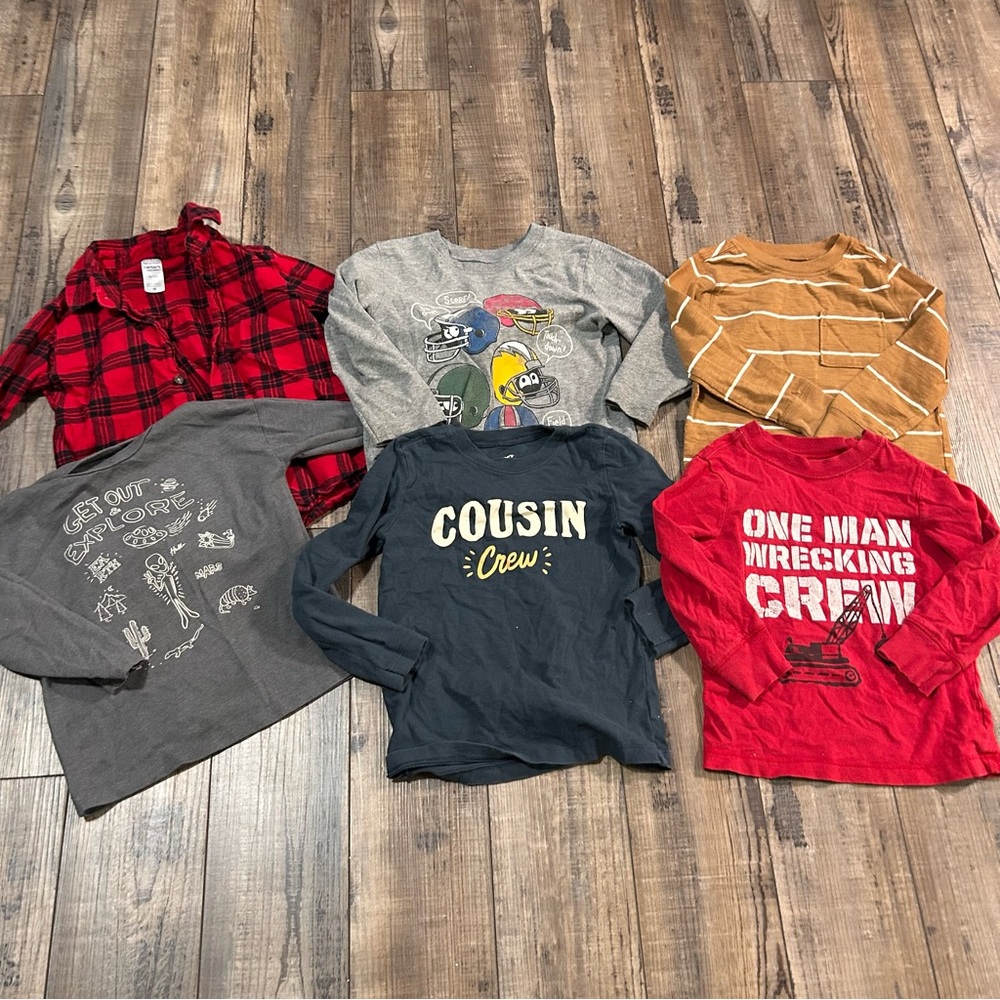 Boys 3T Lot Of Long Sleeve shirts (6 Pieces) Mixed Brands And Colors